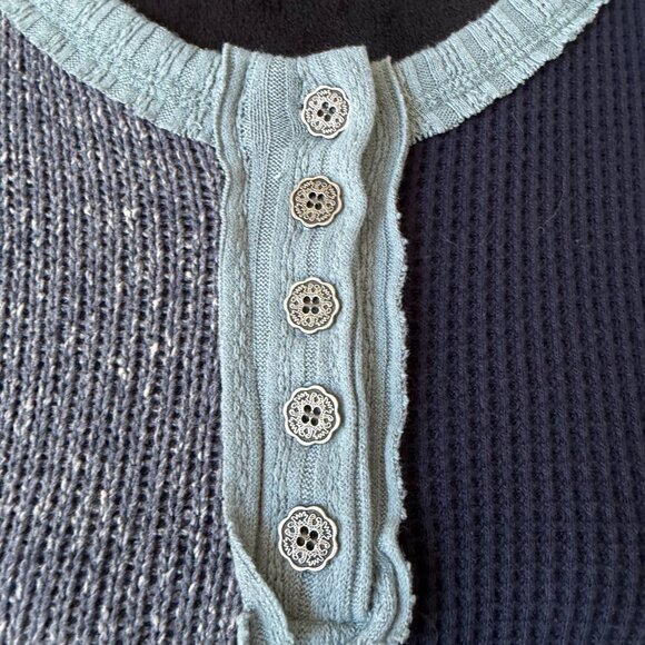 POL Blue Oversized Blocked Patch Floral Long Sleeve Sweater Small - Picture 12 of 12